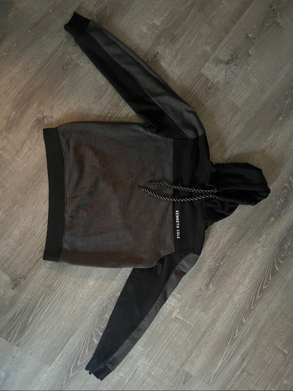 Kenneth Cole Black and Charcoal Hooded Pullover Sweater